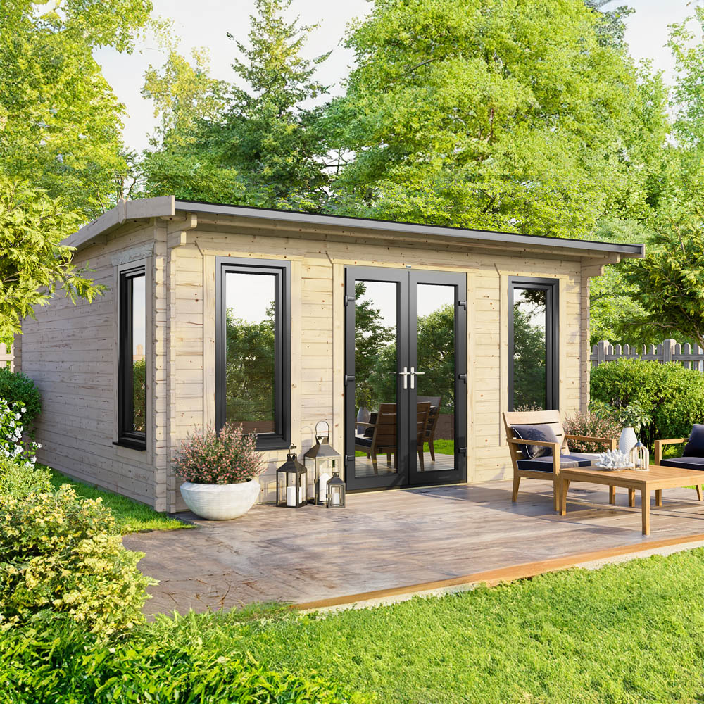 Power Sheds 16 x 14ft Centre Double Door Apex Log Cabin Image 2