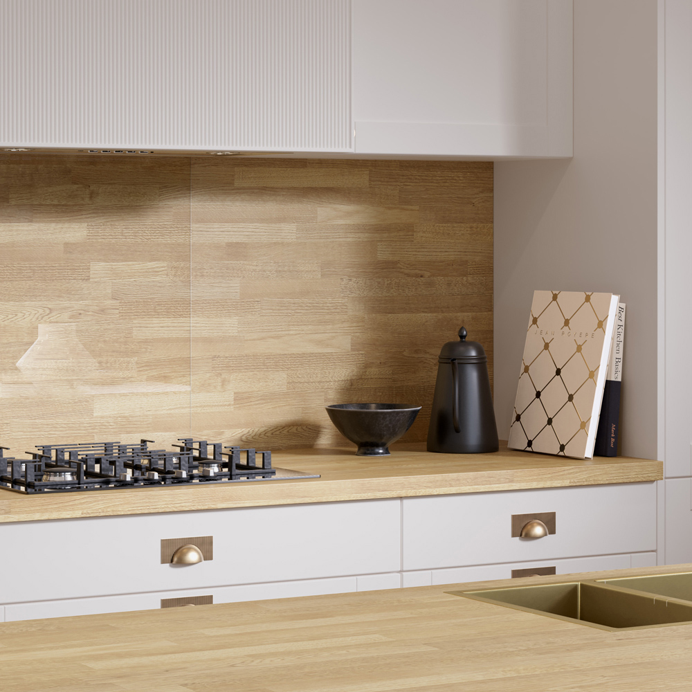 Omega Modern Natural Block Oak Square Edge Breakfast Bar 4100 x 900 x 38mm Image 2