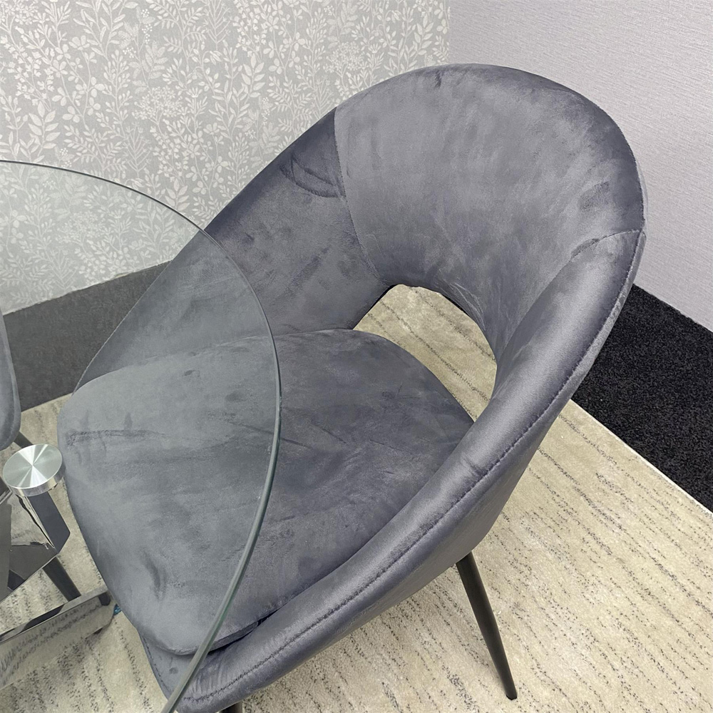 Kosy Koala Maya Bex 4 Seater Round Glass Dining Set Grey Image 3