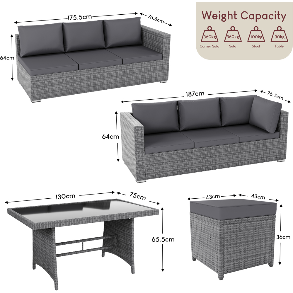 GARDEN VIDA Belgrave Rattan Effect 9 Seater Garden Dining Set Grey Image 8