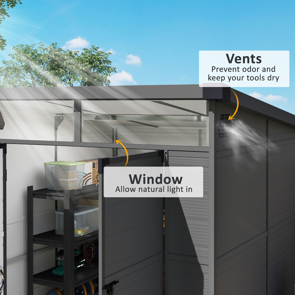 Outsunny 6 x 6ft Dark Grey Plastic Garden Shed Image 5