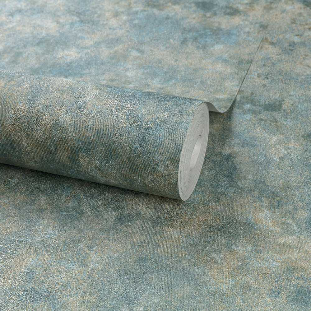 Grandeco Velvet Crush Textured Teal Wallpaper Image 2