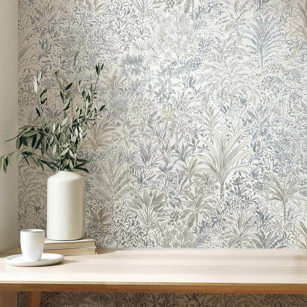 Vymura Capri Palm Landscape Natural and Grey Vinyl Wallpaper Image 3