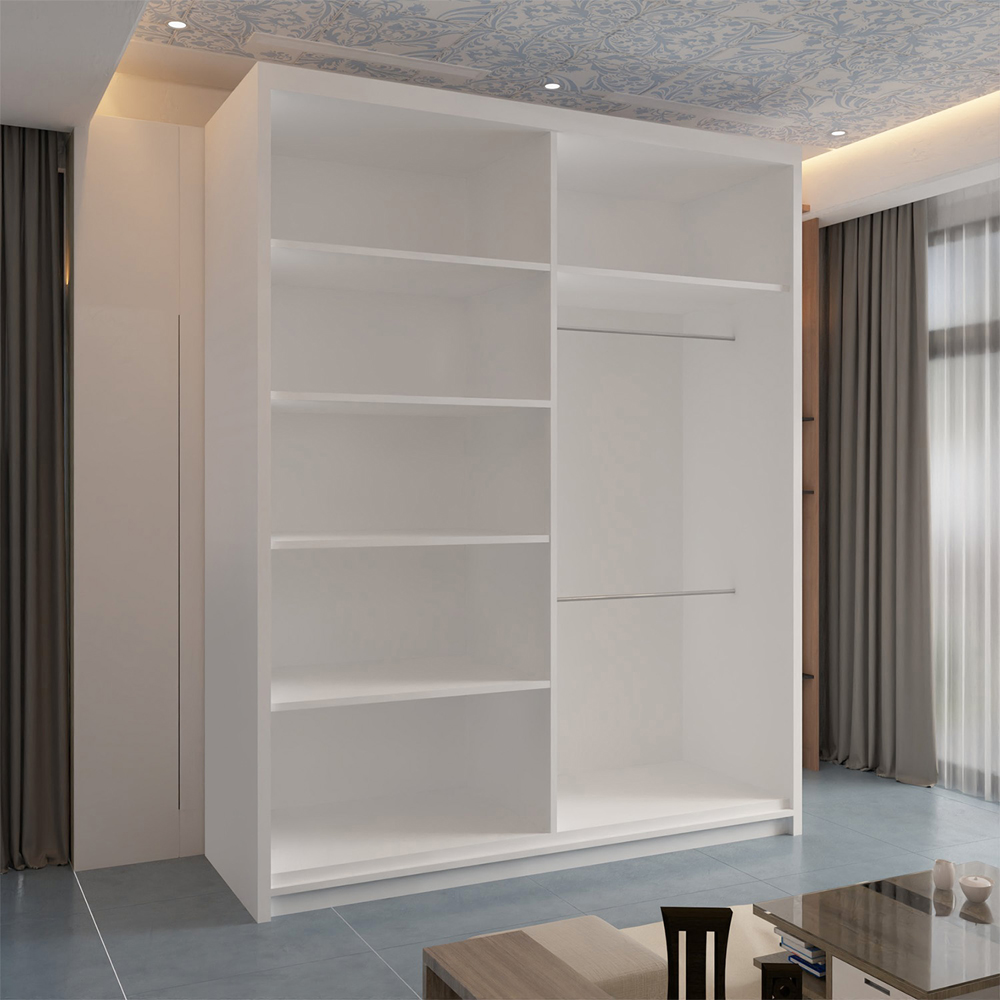 Sliding Wardrobes 4U Batumi 2 Door White Curved Mirrored Wardrobe 180cm Image 3