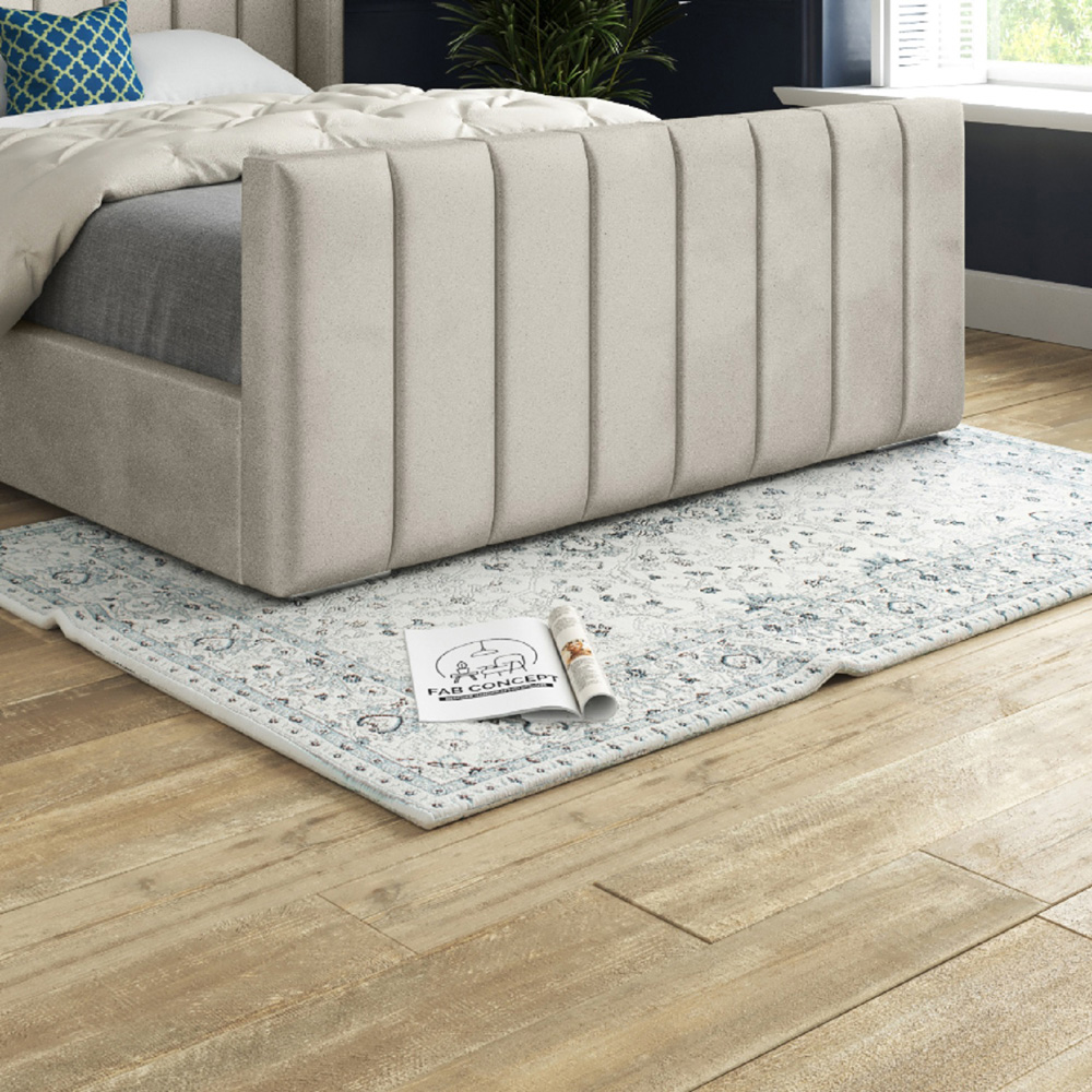 Romano Double Silver Soft Velvet Upholstered Bed Frame with Straight Winged Headboard Image 4