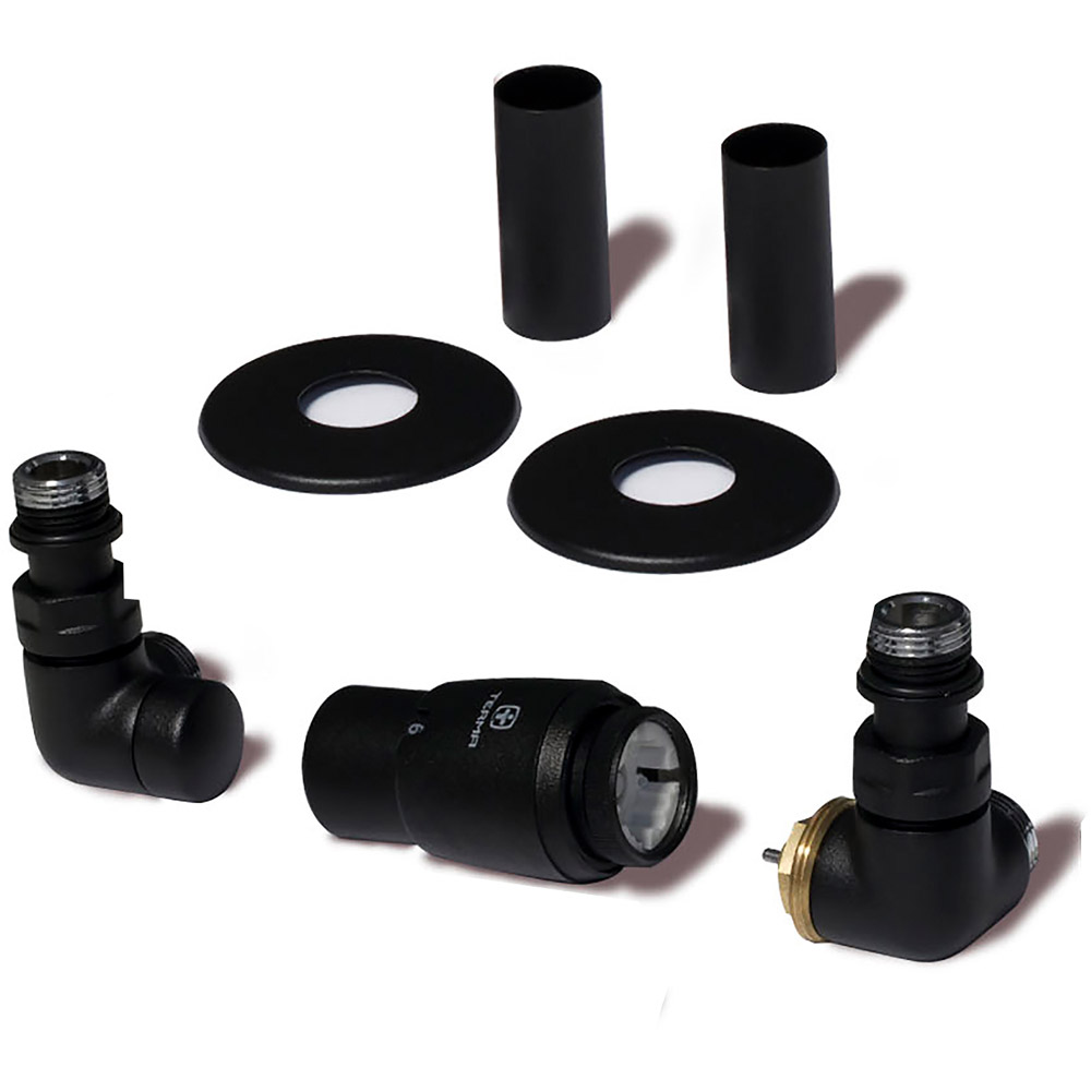 Terma Vario Heban Black Right Sided Vision 3 Axis Thermostatic Radiator Valve Set Image 3