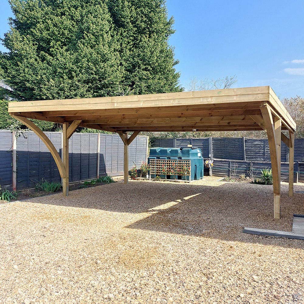 Cerland Victor Modern Double Wooden Carport 19.6 x 16.4ft Image 3