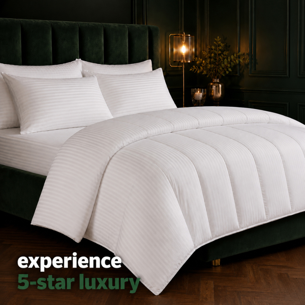 Opulent Home King Size White Striped Summer Hollowfibre Duvet 1.5 Tog Image 2
