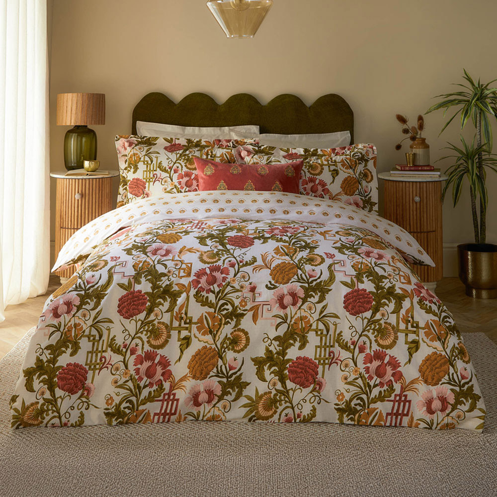 Seventy Three Ishana King Size Russet Reversible Floral Duvet Set Image 1