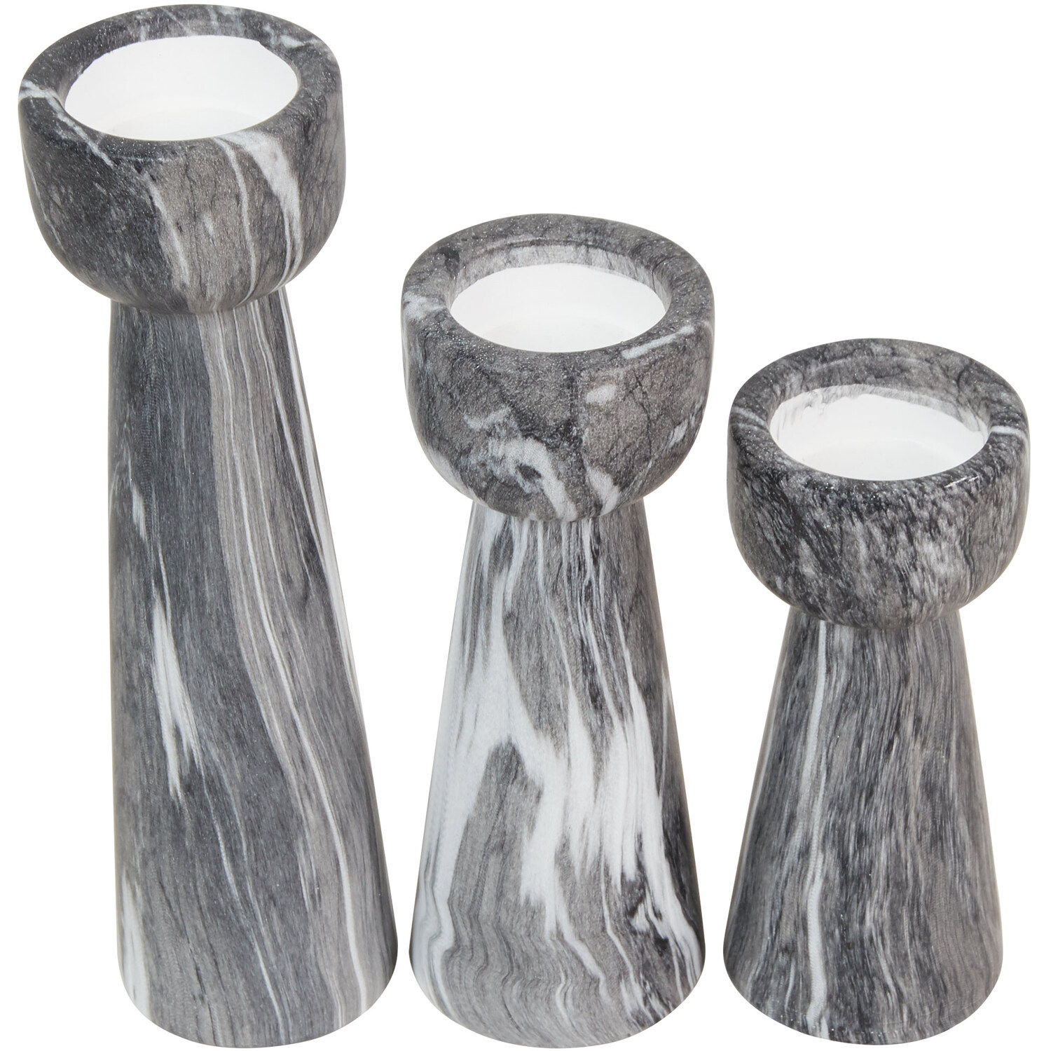 Set of 3 Marble Tealight Holders - Black Image 3