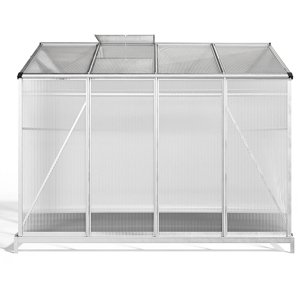 Living and Home 6.2 x 8.3ft Aluminium Polycarbonate Sliding Door Greenhouse with Base Image 4