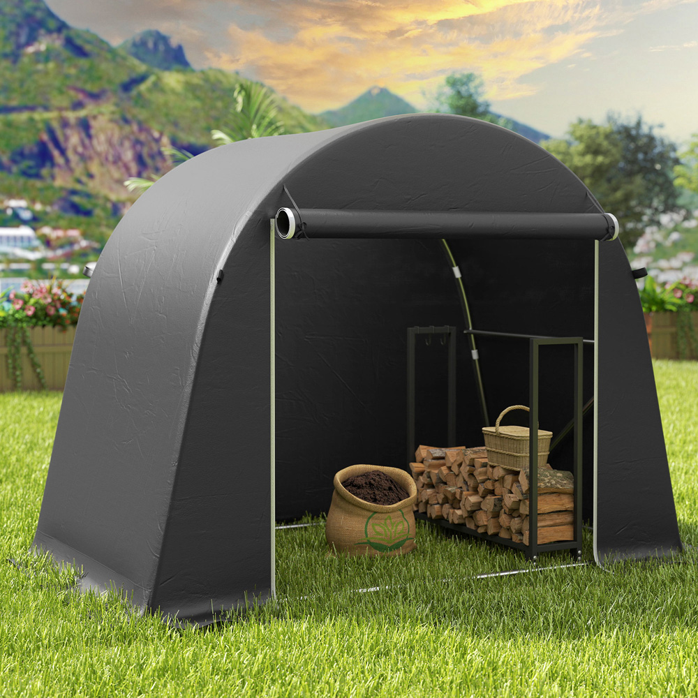 Outsunny 8 x 4ft Dark Grey Garden Bike Storage Shed Image 7