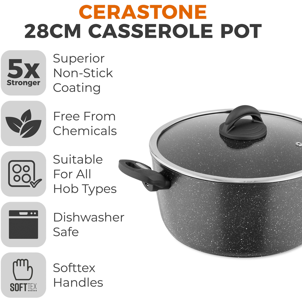 Tower Cerastone Grey 28cm Casserole Image 6