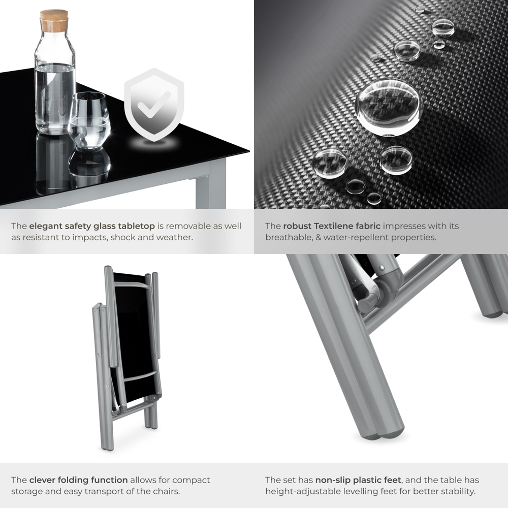 tectake 6 Seater Silver Garden Table and Chairs Set Image 5