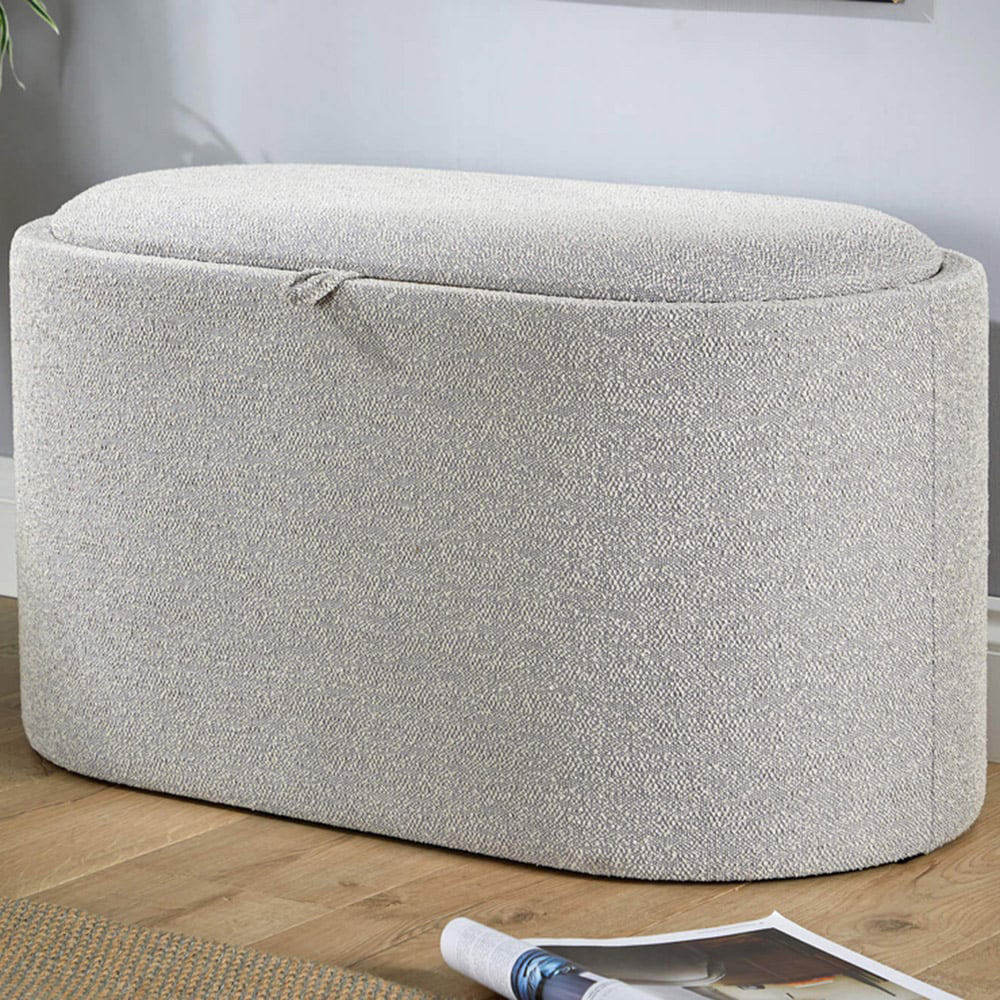 Home Source Merida Grey Reversible Tray Top Lid Storage Ottoman Image 7