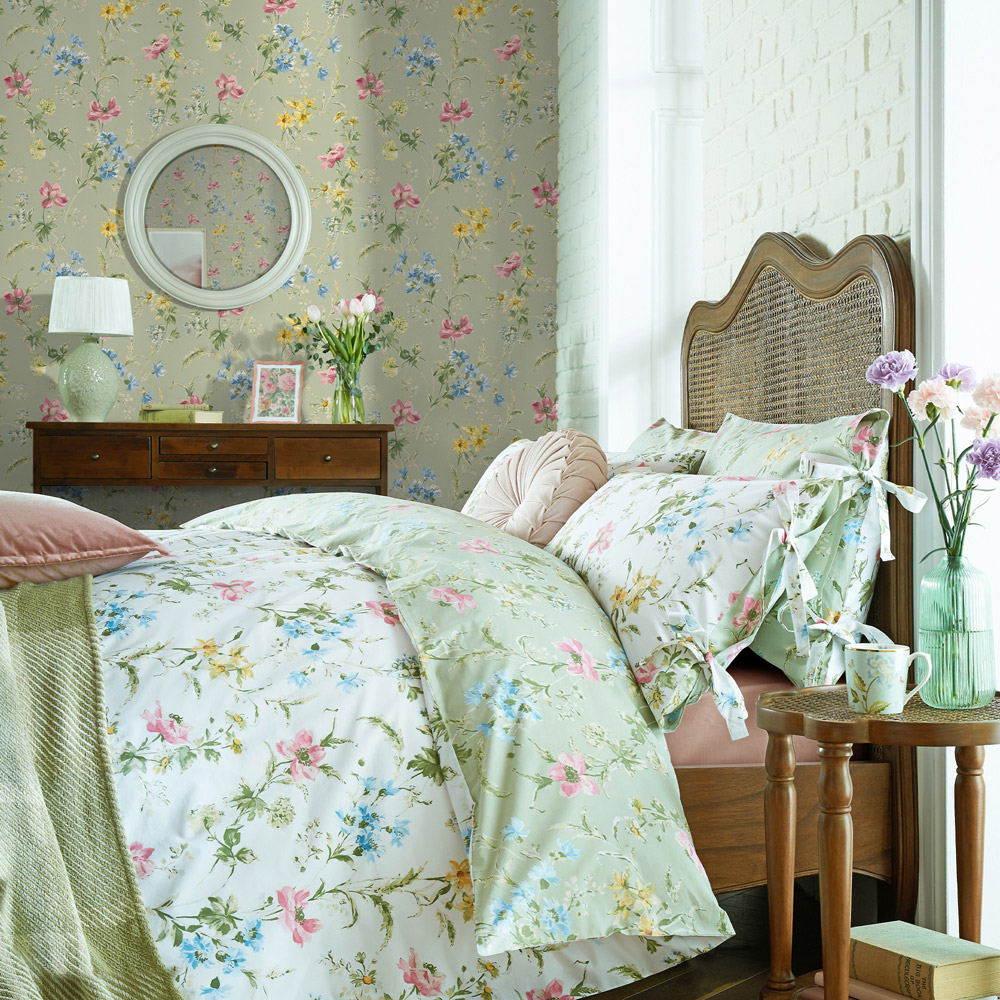 Laura Ashley Poppy Meadow Sage Green Wallpaper Image 3