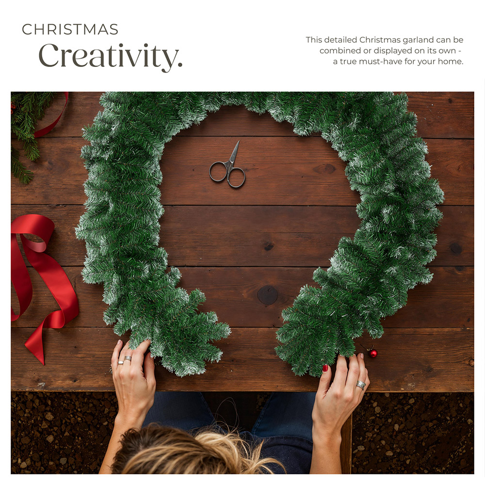 tectake Frosted Tips Artificial Christmas Garland 2.7m Image 8