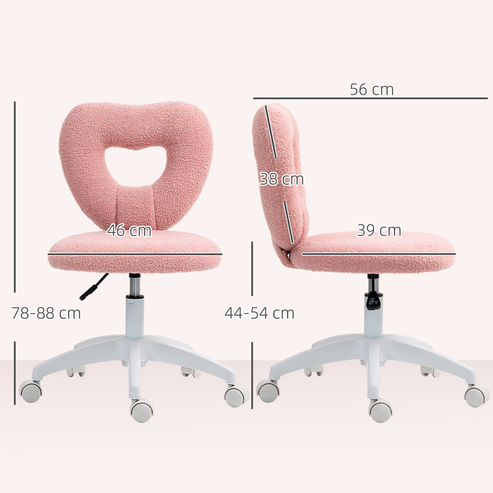 Portland Pink Armless Heart Office Chair Image 9