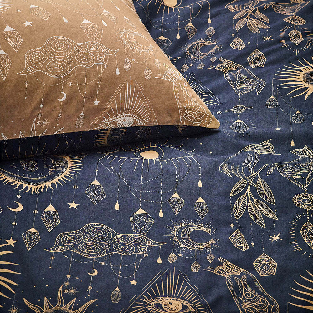 furn. Constellation Celestial Double Gold and Navy Duvet Set Image 2