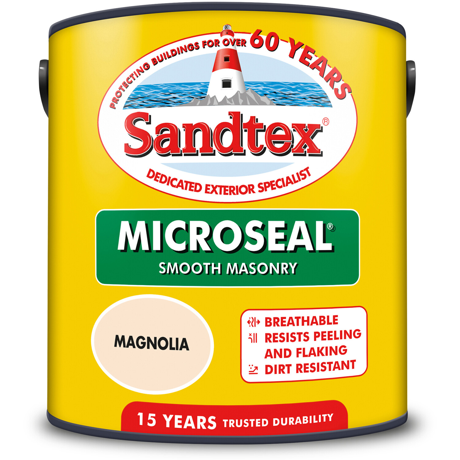 Sandtex Microseal Smooth Masonry Paint Magnolia 2.5l Image 2