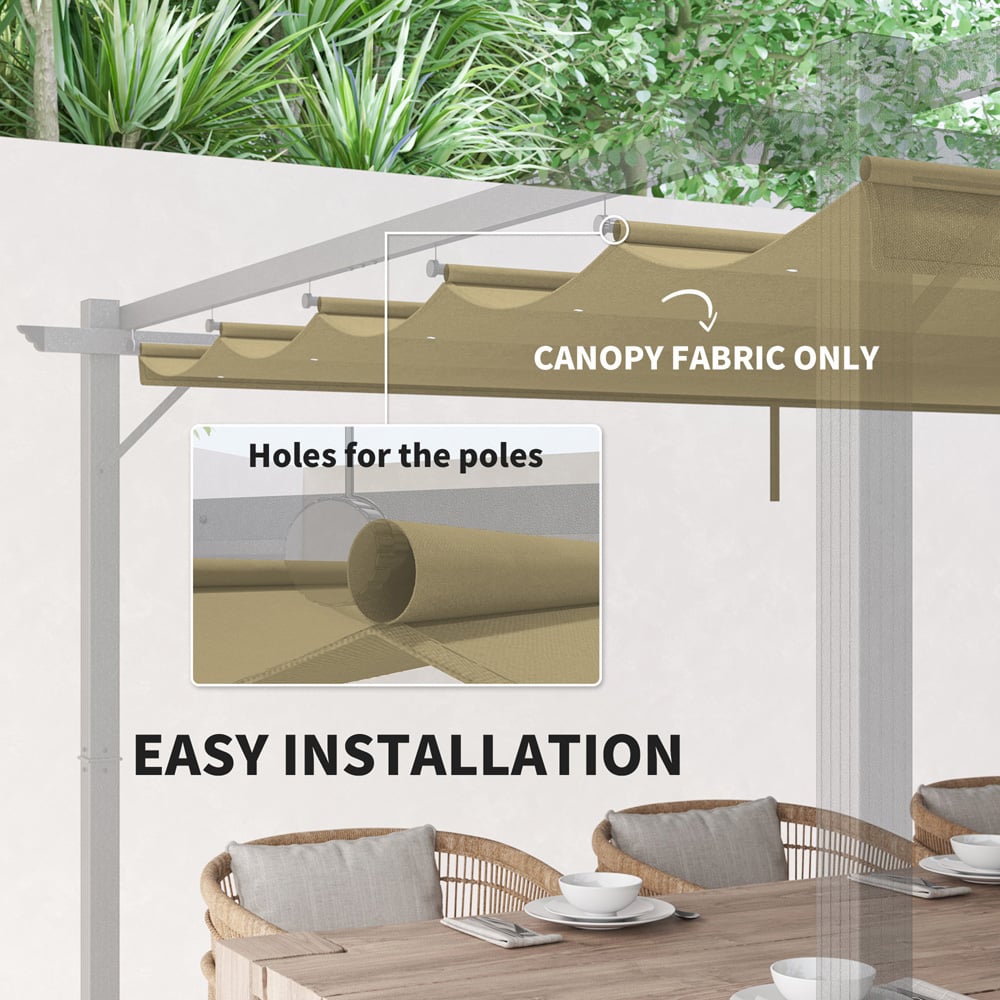 Outsunny 4 x 3m Tan Pergola Shade Cover Replacement Canopy Image 8
