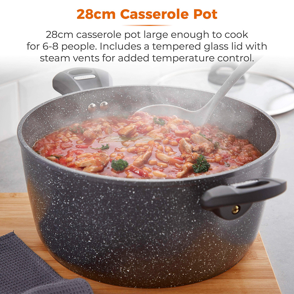 Tower Cerastone Grey 28cm Casserole Image 3