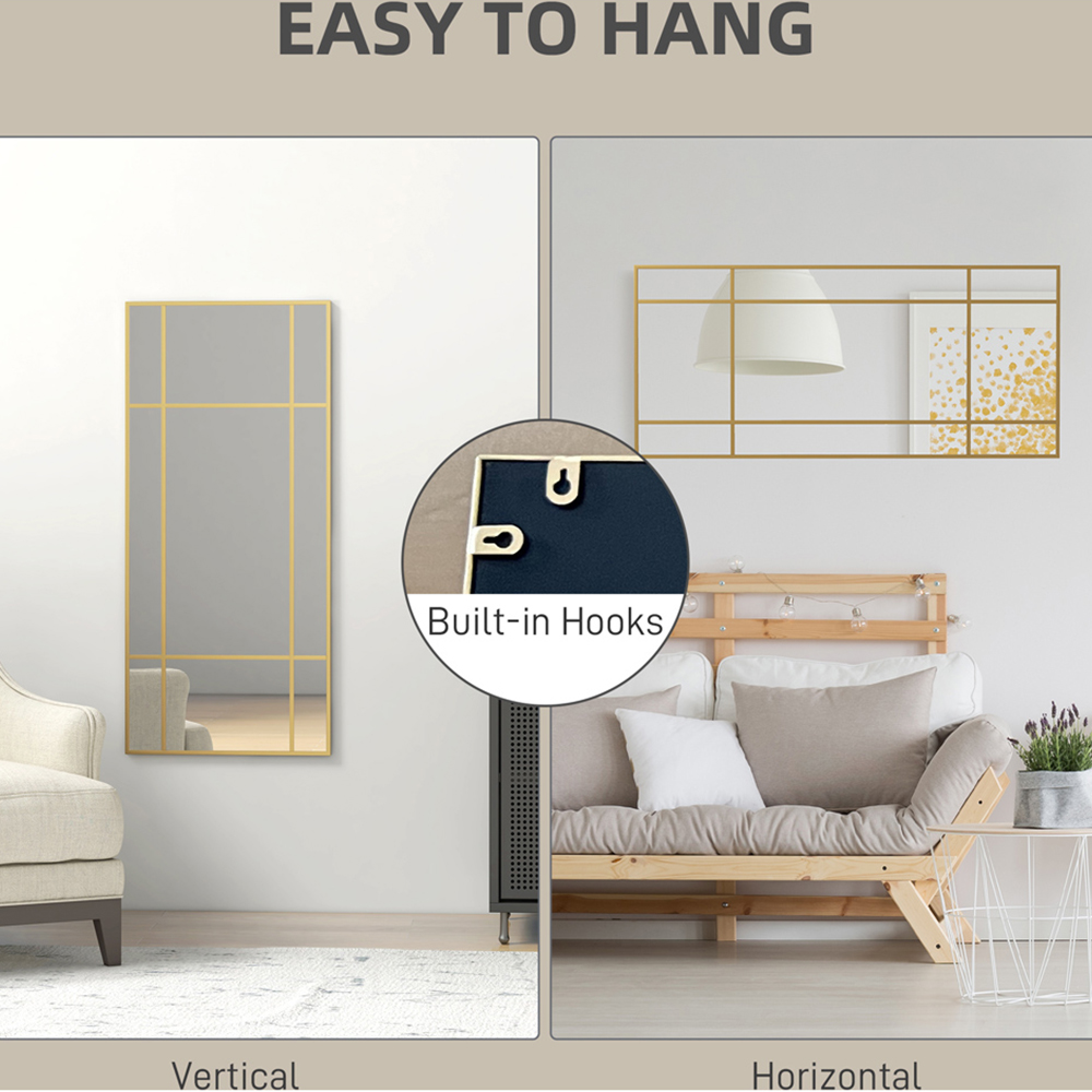 Portland Gold Tone Window Style Hanging Vanity Mirror 110 x 50cm Image 6