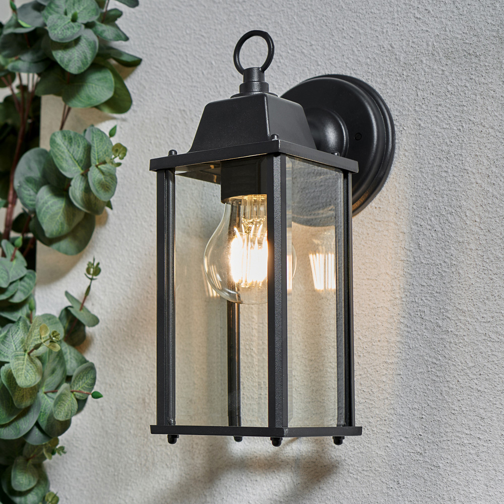 Zink Ceres Black Bevelled Glass Lantern Wall Light Image 6