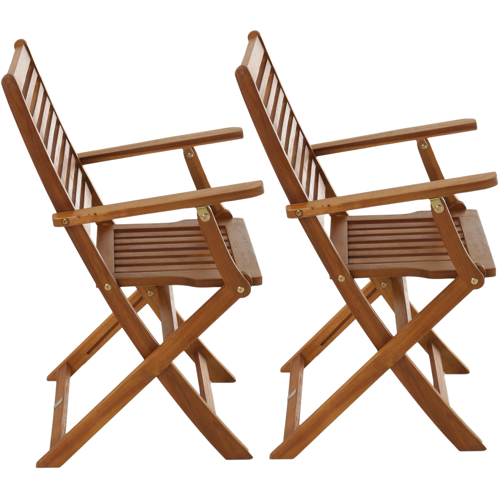 Charles Bentley Set of 2 Acacia Foldable Patio Armchair Image 4