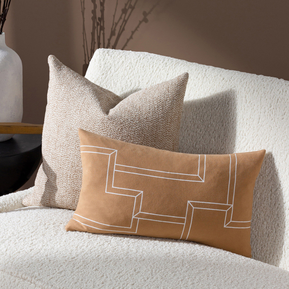Hoem Marzena Toffee Geometric Cushion Image 6