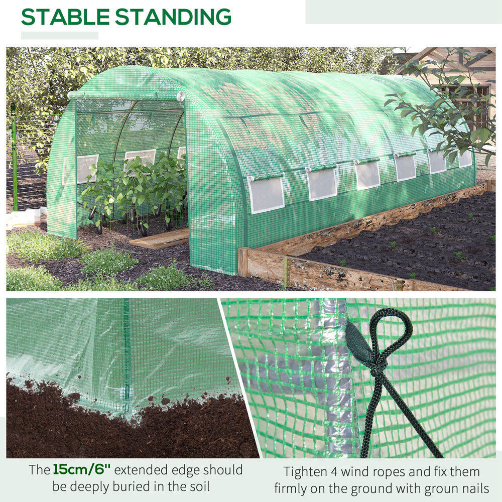 Outsunny Green Plastic 10 x 19.5ft Polytunnel Greenhouse Image 5