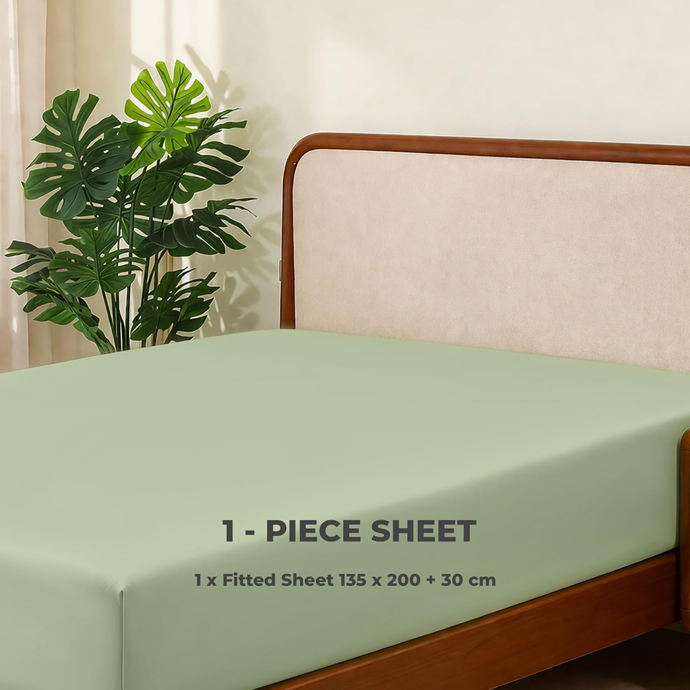 MHG Living Double Green 300 Thread Count Fitted Sheet Image 4