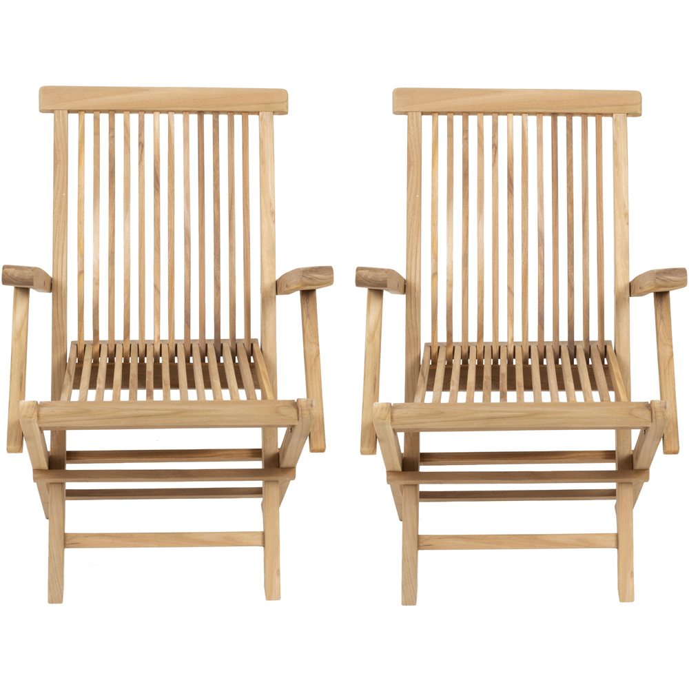 Charles Bentley Set of 2 Teak Wooden Foldable Patio Armchair Image 3