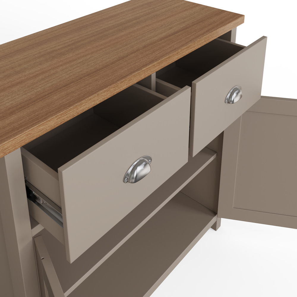 GFW Lancaster 2 Door 2 Drawer Grey Compact Sideboard Image 5
