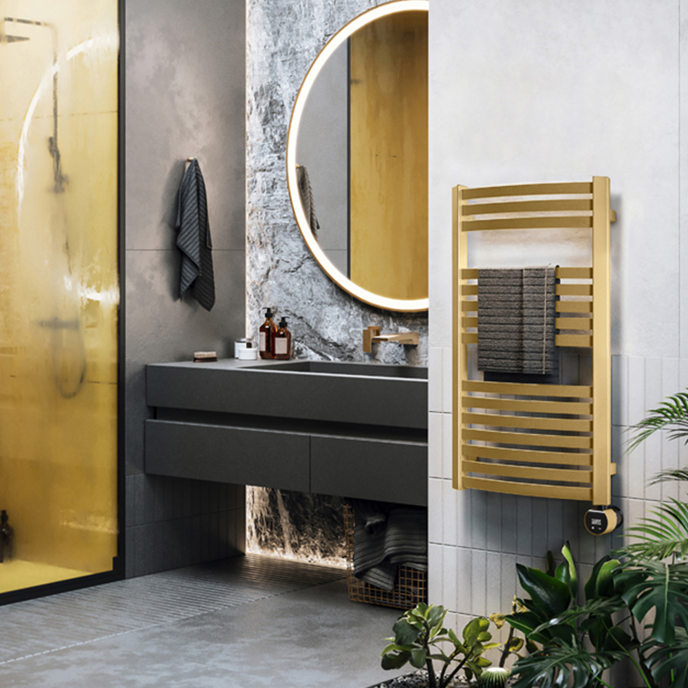 Terma Dexter E Brass Electric Towel Rail 860 x 400mm Image 2