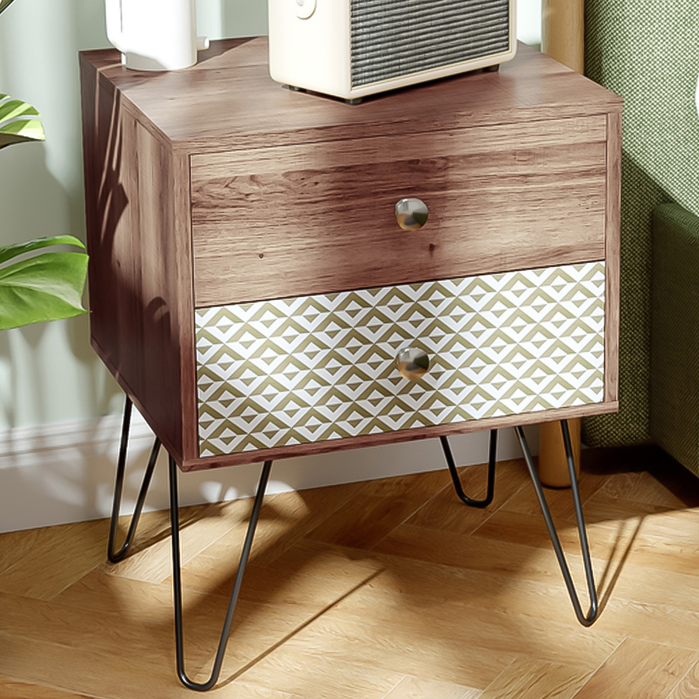Portland 2 Drawer Boho Design Bedside Table Image 1