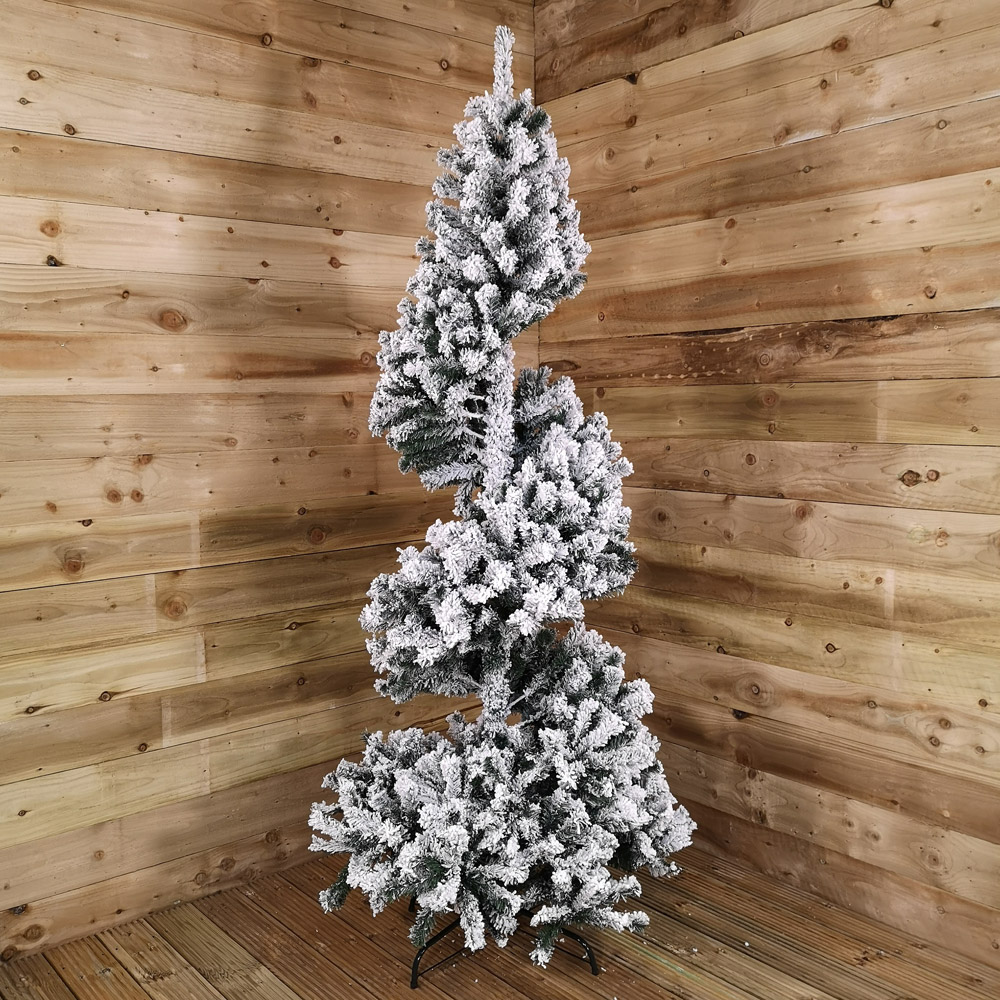Premier Spiral Snow Flocked Artificial Christmas Tree 7ft Image 2