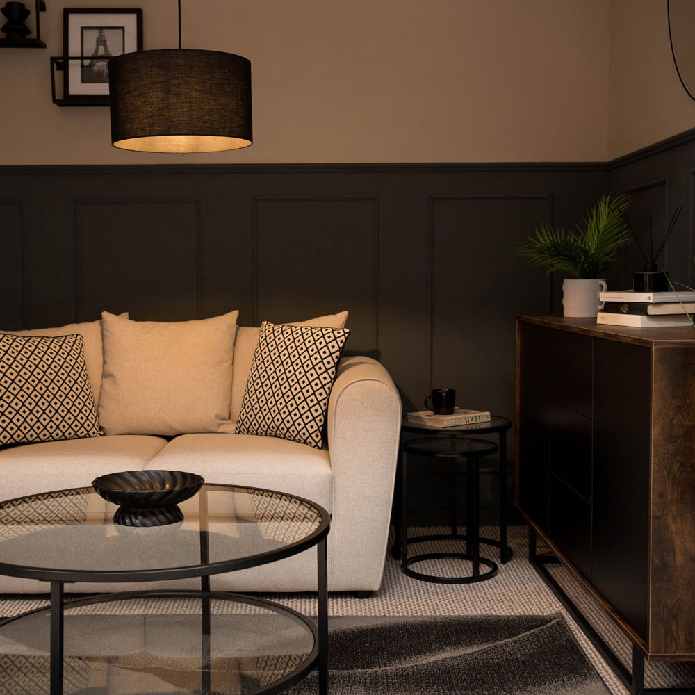 ValueLights Reni Black Fabric Drum Ceiling Lamp Shade 35cm Image 5