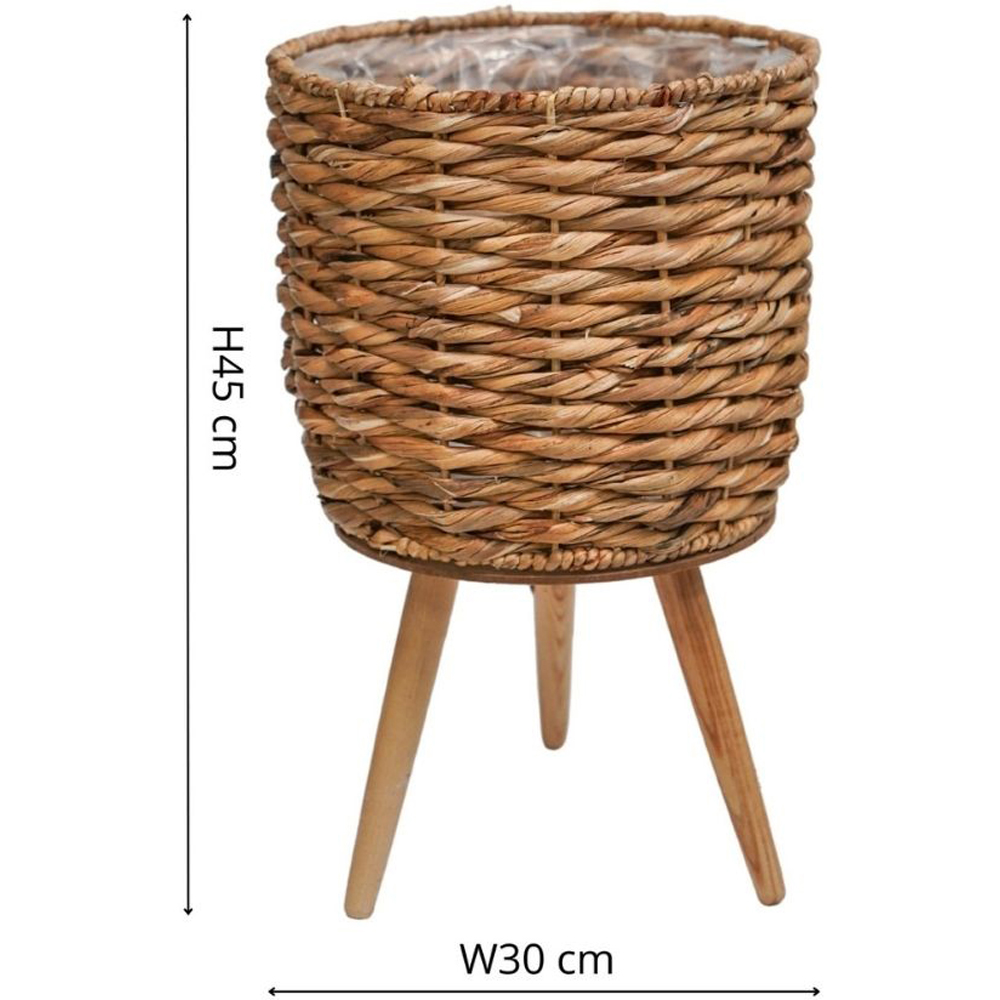 Ivyline Natural Water Hyacinth Lined Basket with Legs 30cm Image 5
