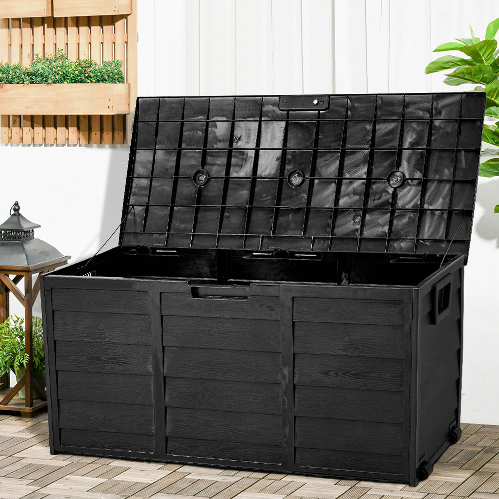 Living and Home 290L Black Top Garden Storage Box Image 8