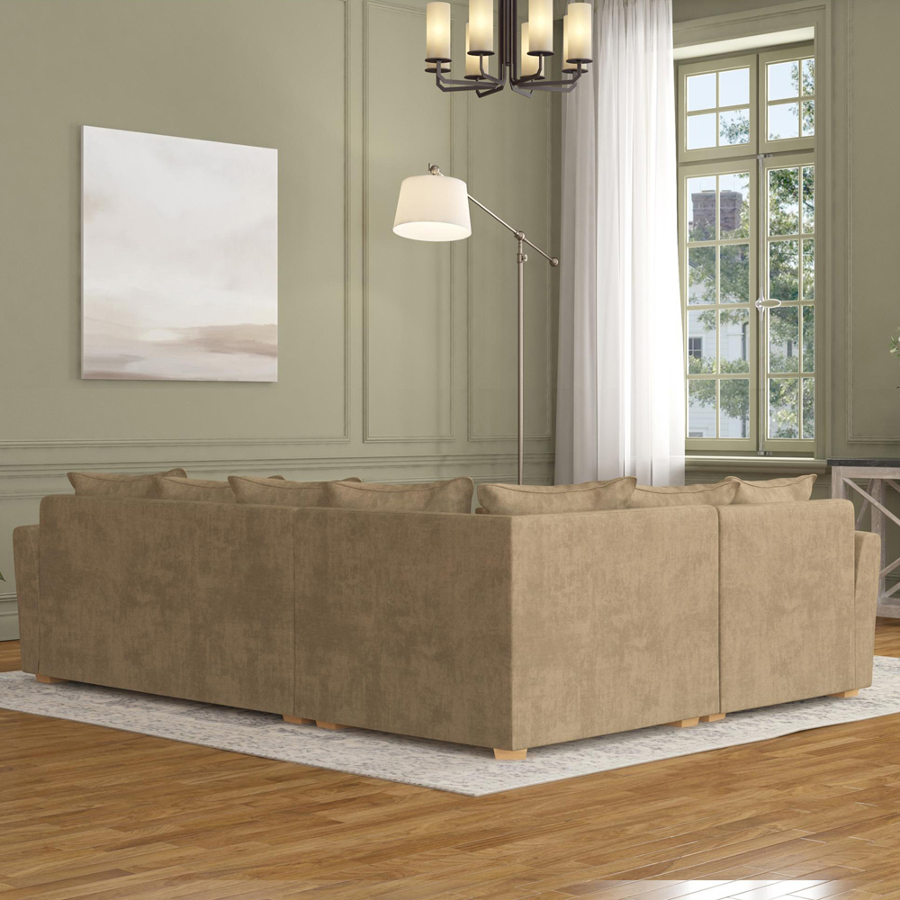 Wendleberry 3 Seater Mink Plush Velvet Scatter Back Left Hand Corner Sofa Image 6