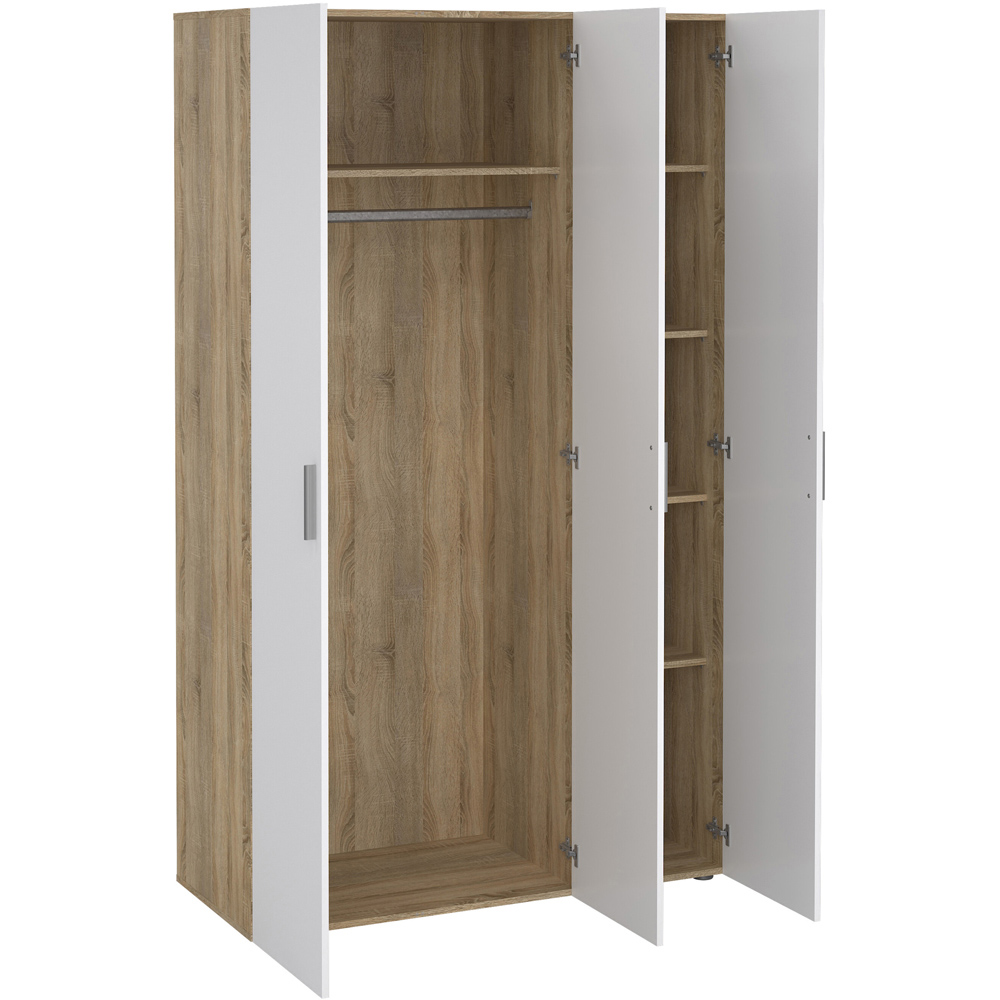 Florence 3 Door Oak and White High Gloss Wardrobe Image 4