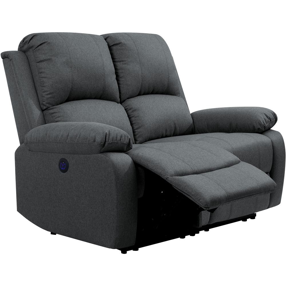 Comfy Living 2 Seater Dark Grey Linen Electric Recliner Sofa Image 3