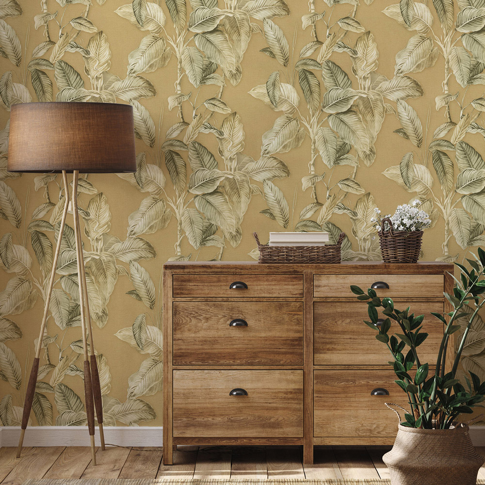 Rasch Wallpaper Boho Palm Mustard Wallpaper Image 3