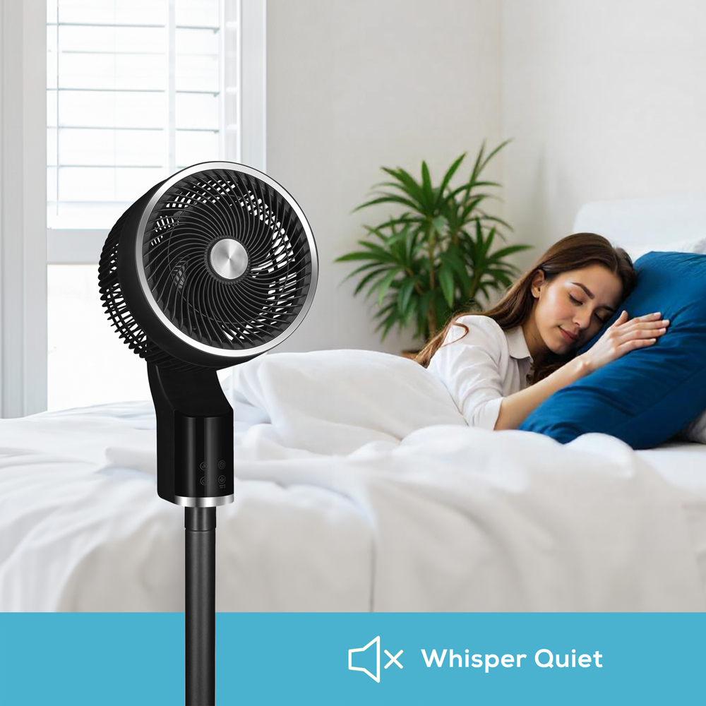 TCP Black Quiet Powerful Cooling 3D Oscillation Remote Control Pedestal Fan Image 4