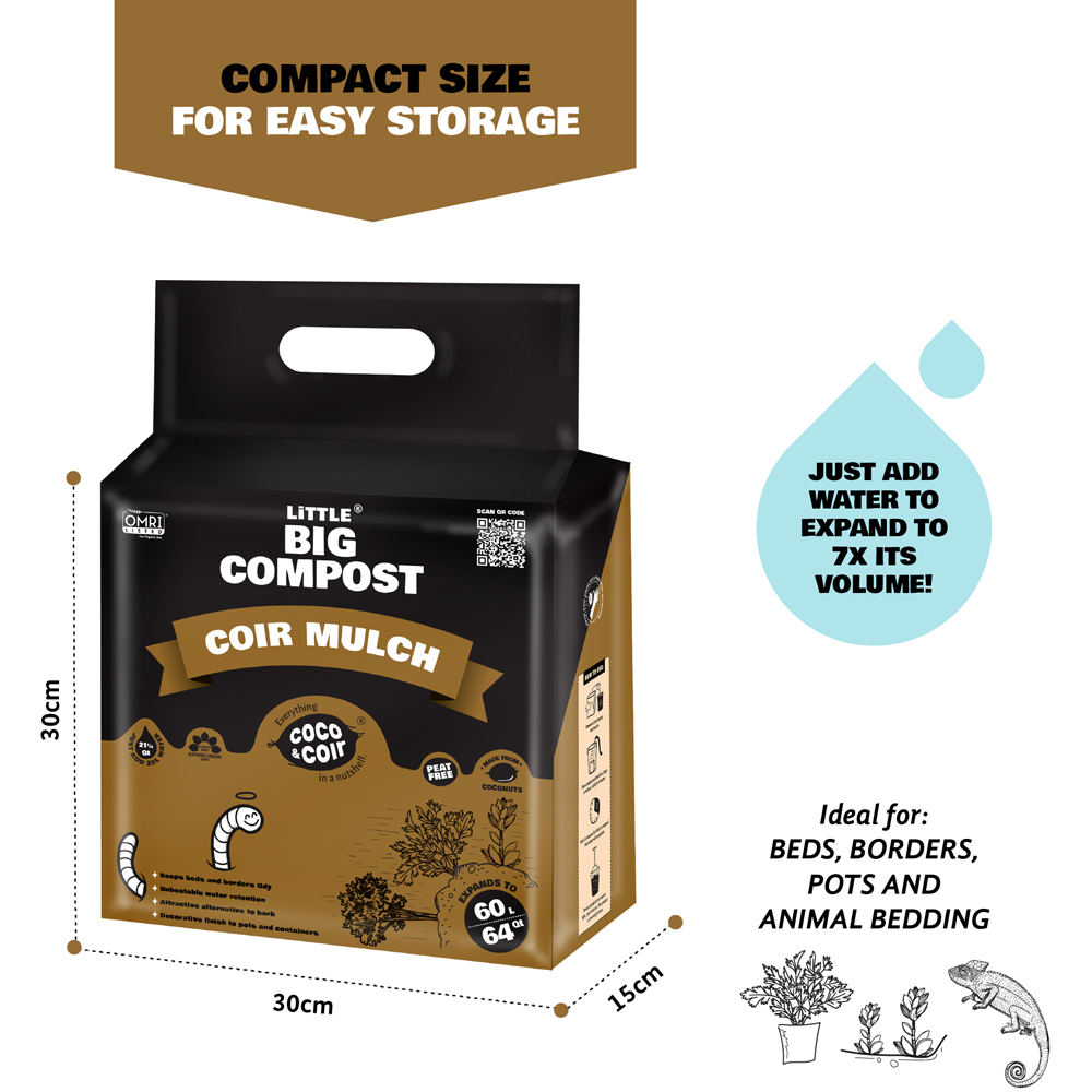 Coco & Coir Little Big Compost Coir Mulch 60L Image 8