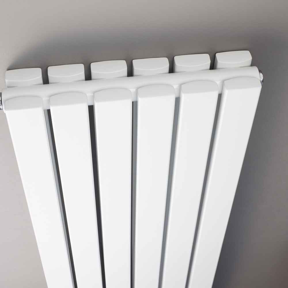 nuie Sloane Satin White Double Panel Designer Radiator 1500 x 354mm Image 2