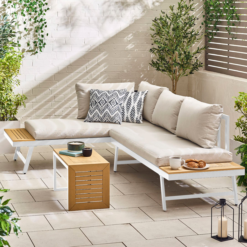 Furniturebox Cancun White Metal 2 Seater Outdoor Lounge Set Image 1