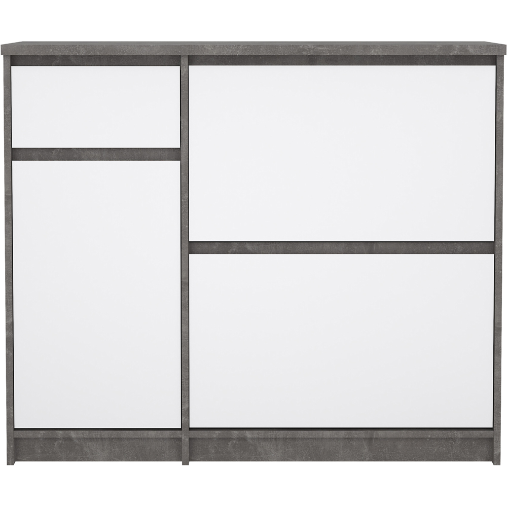 Florence Single Door 3 Drawer Concrete and White High Gloss Shoe Cabinet Image 4