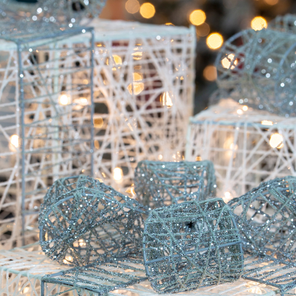 The Christmas Workshop Silver and White LED Gift Box Christmas Decoration 3 Pack Image 2